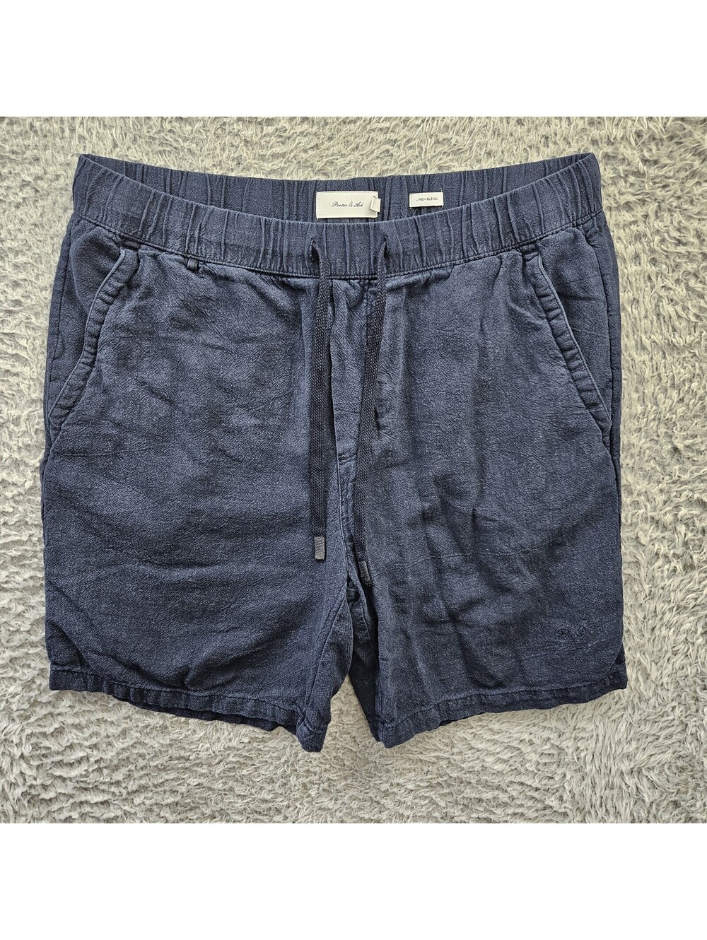 Porter & Ash Luxury Linen Viscose Shorts Men XL (fits 34-38) x7 Blue Drawstring